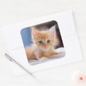 Cute met blauwe ogen vierkante sticker (Envelop)