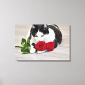 Cute met rode roos canvas afdruk (Voorkant)