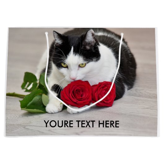 Cute met rode roos groot cadeauzakje (Voorkant)