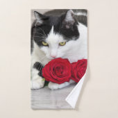 Cute met rode roos handdoek (Handdoek)