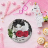 Cute met rode roos papieren bordje (Feest)