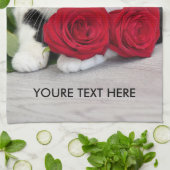 Cute met rode roos theedoek (Gevouwen)