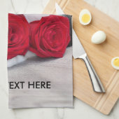 Cute met rode roos theedoek (Quarter Fold)