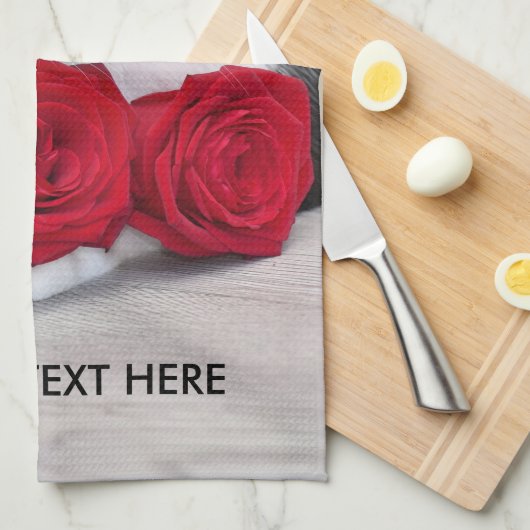 Cute met rode roos theedoek (Quarter Fold)