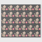 Cute met teacup-cartoon cadeaupapier (Vlak)