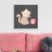 Cute met teacup-cartoon canvas afdruk (Insitu (Woonkamer))