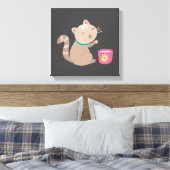 Cute met teacup-cartoon canvas afdruk (Insitu (Slaapkamer))