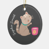 Cute met teacup-cartoon keramisch ornament (Links)