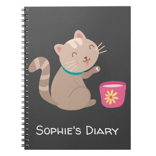Cute met teacup-cartoon notitieboek (Voorkant)