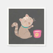 Cute met teacup-cartoon servet (Voorkant)