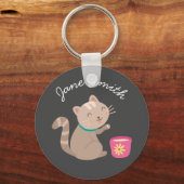 Cute met teacup-cartoon sleutelhanger (Voorkant)