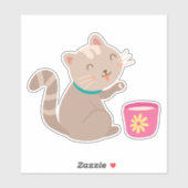 Cute met teacup-cartoon sticker (Vel)