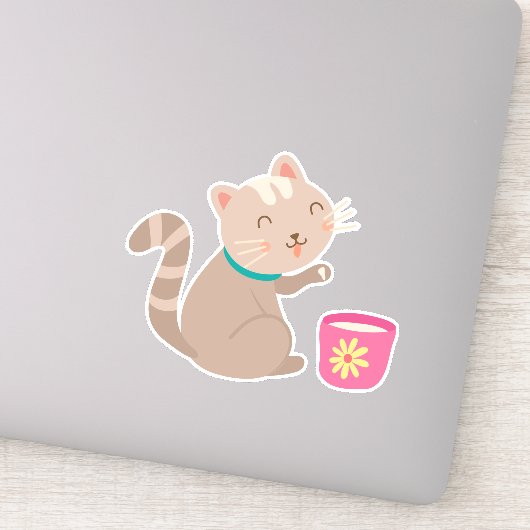 Cute met teacup-cartoon sticker (Detail)