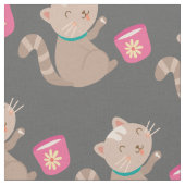 Cute met teacup-cartoon stof (Close Up)