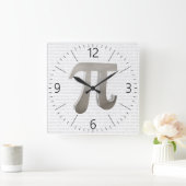 Cute metal pi character vierkante klok (Huis)