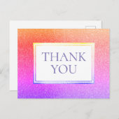 Cute Metallic Paarse roze regenboog Dank je Briefkaart (Voorkant / Achterkant)