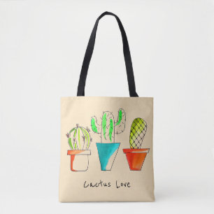 Cute Mexicaanse cactus love desert art Tote Bag