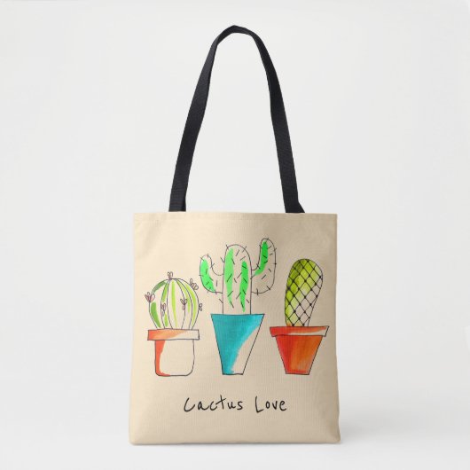 Cute Mexicaanse cactus love desert art Tote Bag (Voorkant)