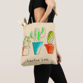 Cute Mexicaanse cactus love desert art Tote Bag (Dichtbij)