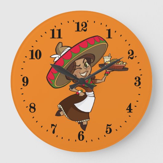 Cute Mexicaanse decor Grote Klok (Voorkant)