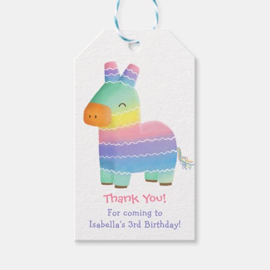 Cute Mexicaanse Piñata Kinderen Verjaardagsfeest C Cadeaulabel (Voorkant)