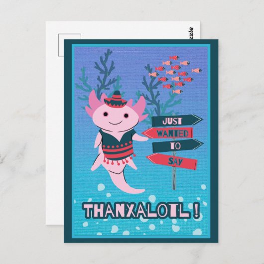 Cute Mexican Axolotl - Hartelijk dank Briefkaart (Voorkant / Achterkant)