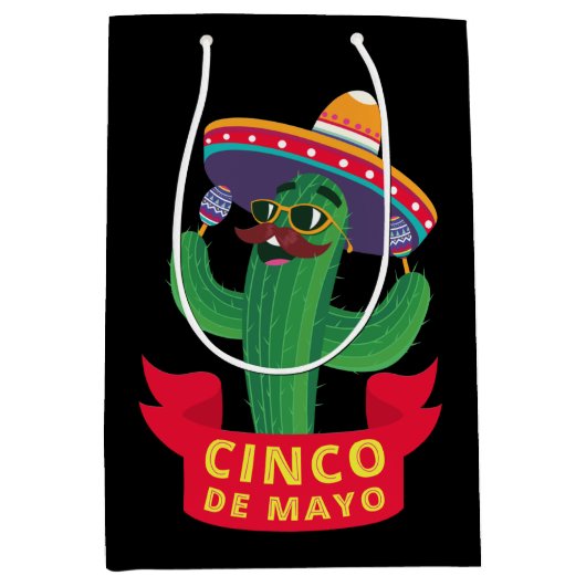 Cute Mexican Cactus Cinco De Mayo party Medium Cadeauzakje (Voorkant)