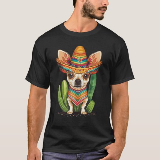 Cute Mexican Chihuahua Hat Cinco De Mayo Cactus Do T-shirt (Voorkant)