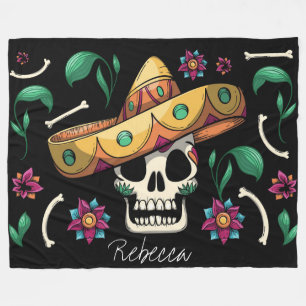 Cute Mexican Decorative Skull Fleece Deken