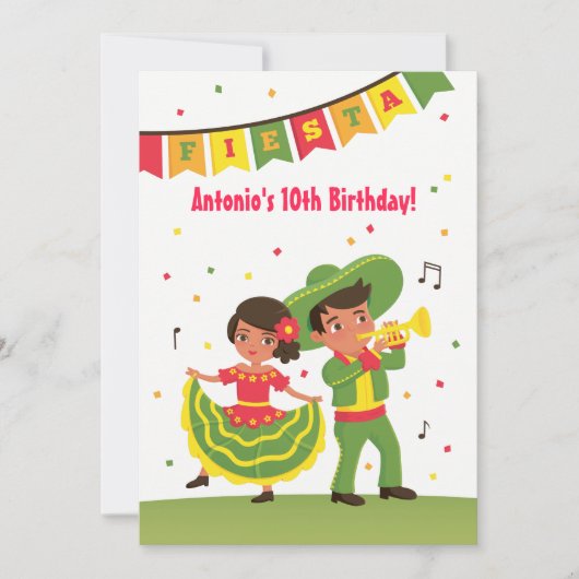 Cute Mexican Fiesta Latino kinderen Birthday Party Kaart (Voorkant)