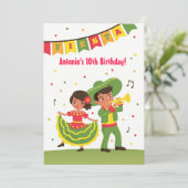 Cute Mexican Fiesta Latino kinderen Birthday Party Kaart (Staand voorkant)