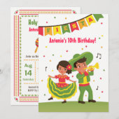 Cute Mexican Fiesta Latino kinderen Birthday Party Kaart (Voorkant / Achterkant)