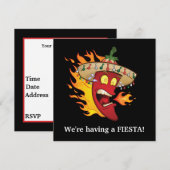 Cute Mexican Fiesta party Invitation Kaart (Voorkant / Achterkant)