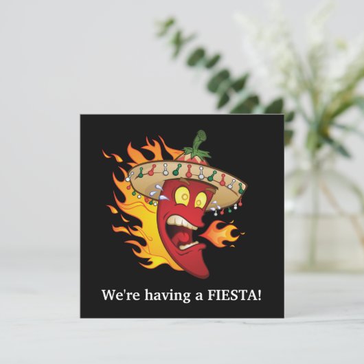 Cute Mexican Fiesta party Invitation Kaart (Staand voorkant)