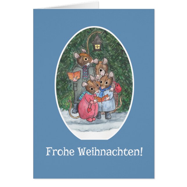 Cute Mice Carol Singers German Greeting (Voorkant)