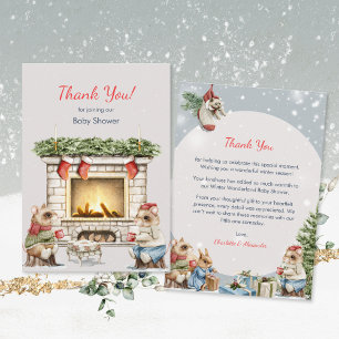 Cute Mice Cozy Winter Theepartij Baby Shower Bedankkaart