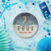 Cute Mice Happy New Year Fireworks Papieren Bordje (Feest)