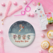 Cute Mice Happy New Year Fireworks Papieren Bordje (Feest)