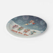 Cute Mice Happy New Year Fireworks Papieren Bordje (Gekanteld)