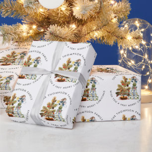 Cute Mice Pattern Merry Kerstmis Naam Cadeaupapier