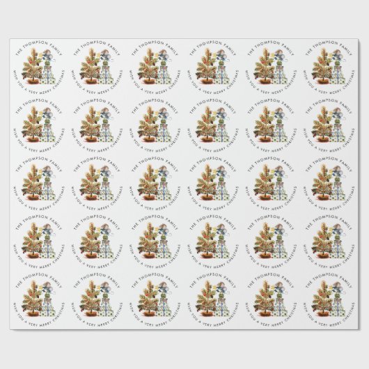 Cute Mice Pattern Merry Kerstmis Naam Cadeaupapier (Vlak)