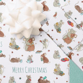 Cute Mice Reading Books Merry Kerstmis Inpakpapier Vel