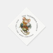 Cute Mice Sleigh Merry kerstnaam Servet (Hoek)