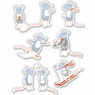 Cute Mice Winter Sticker