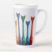 Cute mid century modern colorful retro cat  latte mok (Rechts)