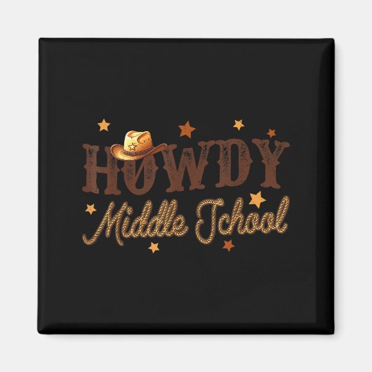 Cute Middle School Teacher Rodeo Western Howdy Mid Magneet (Voorkant)