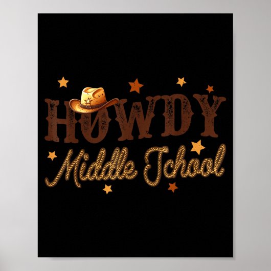 Cute Middle School Teacher Rodeo Western Howdy Mid Poster (Voorkant)