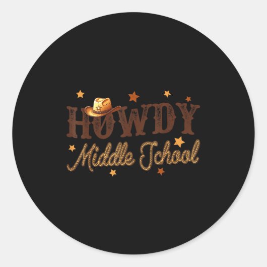 Cute Middle School Teacher Rodeo Western Howdy Mid Ronde Sticker (Voorkant)