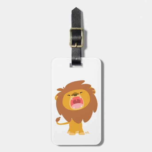 Cute Mighty Roaring Lion Cartoon Bagagelabel (Voorkant verticaal)