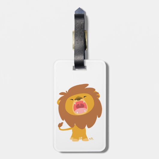 Cute Mighty Roaring Lion Cartoon Bagagelabel (Achterkant verticaal)